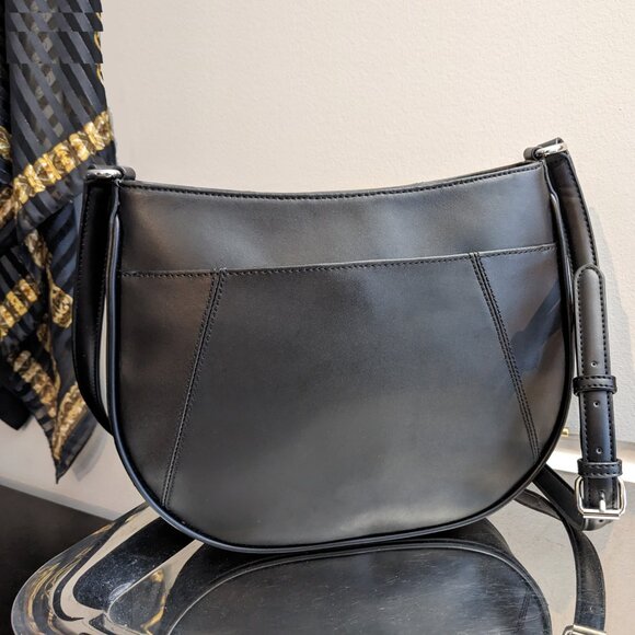 NEW Calvin Klein Black Leather Crossbody – Structured Sleek Minimalist Bag - Picture 3 of 10